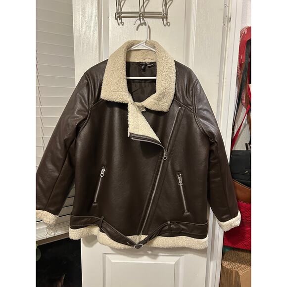 Divided Jackets & Blazers - Divided Faux Leather Flight Jacket Warm Heavy